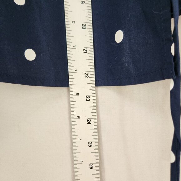 Old Navy Crossover Wrap Top Size M Navy Blue Polka Dot Puff Sleeves Shirt  NWT - Picture 5 of 7